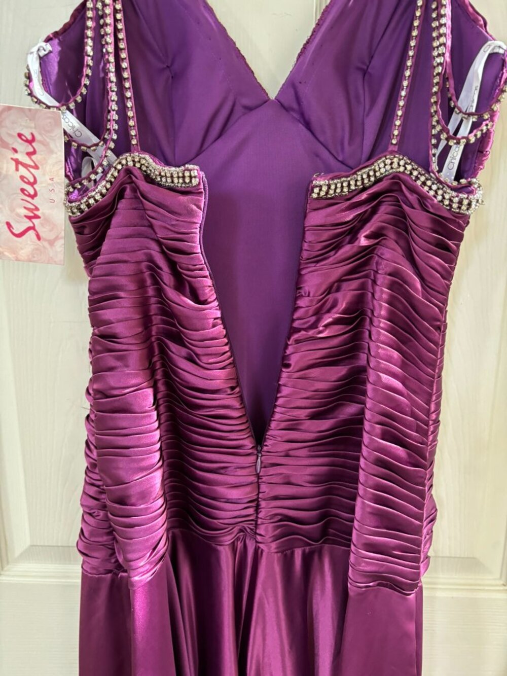 NWT Chicas Royal Purple Gown with Rhinestone and Bead Embellishments Size Small - Picture 11 of 14